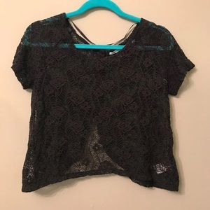 SOLD✌🏼
UO See Through Open Back Lace Short Sleeve Shirt